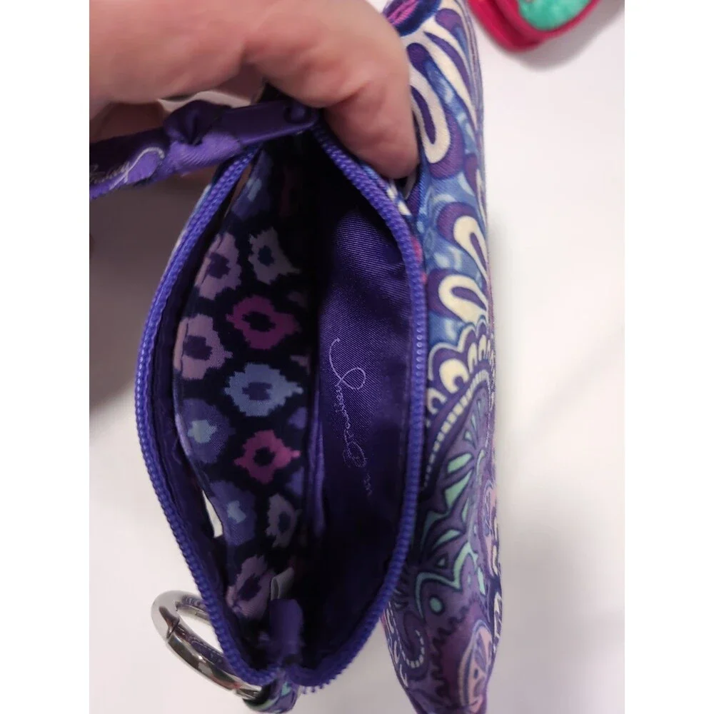 Set of two Vera Bradley keychain ID/card holders purple and red